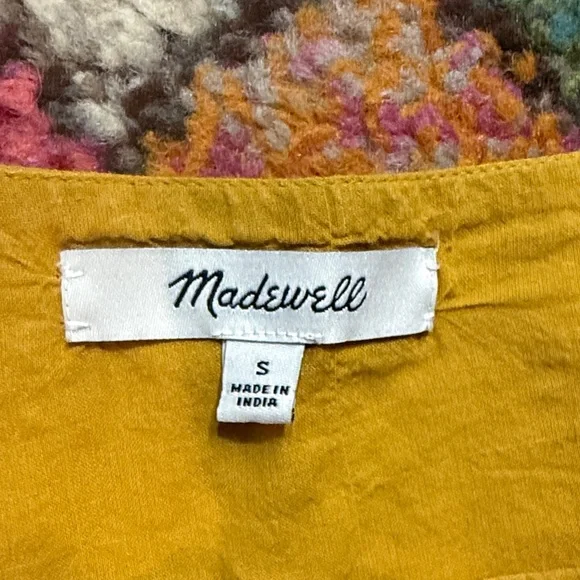 Madewell Mustard Yellow Embroidered Daisy Square-Neck Blouse - Picture 3 of 7